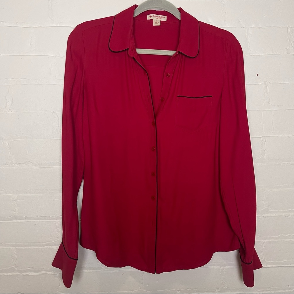 Red Brooks Brothers Long Sleeve Blouse